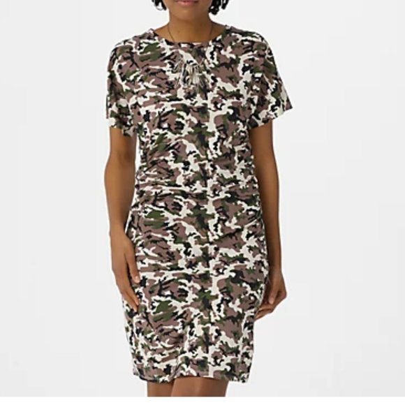 Seed to Style Organic Cotton Ruched Side Short Sleeve Dress  11634 - Picture 1 of 2